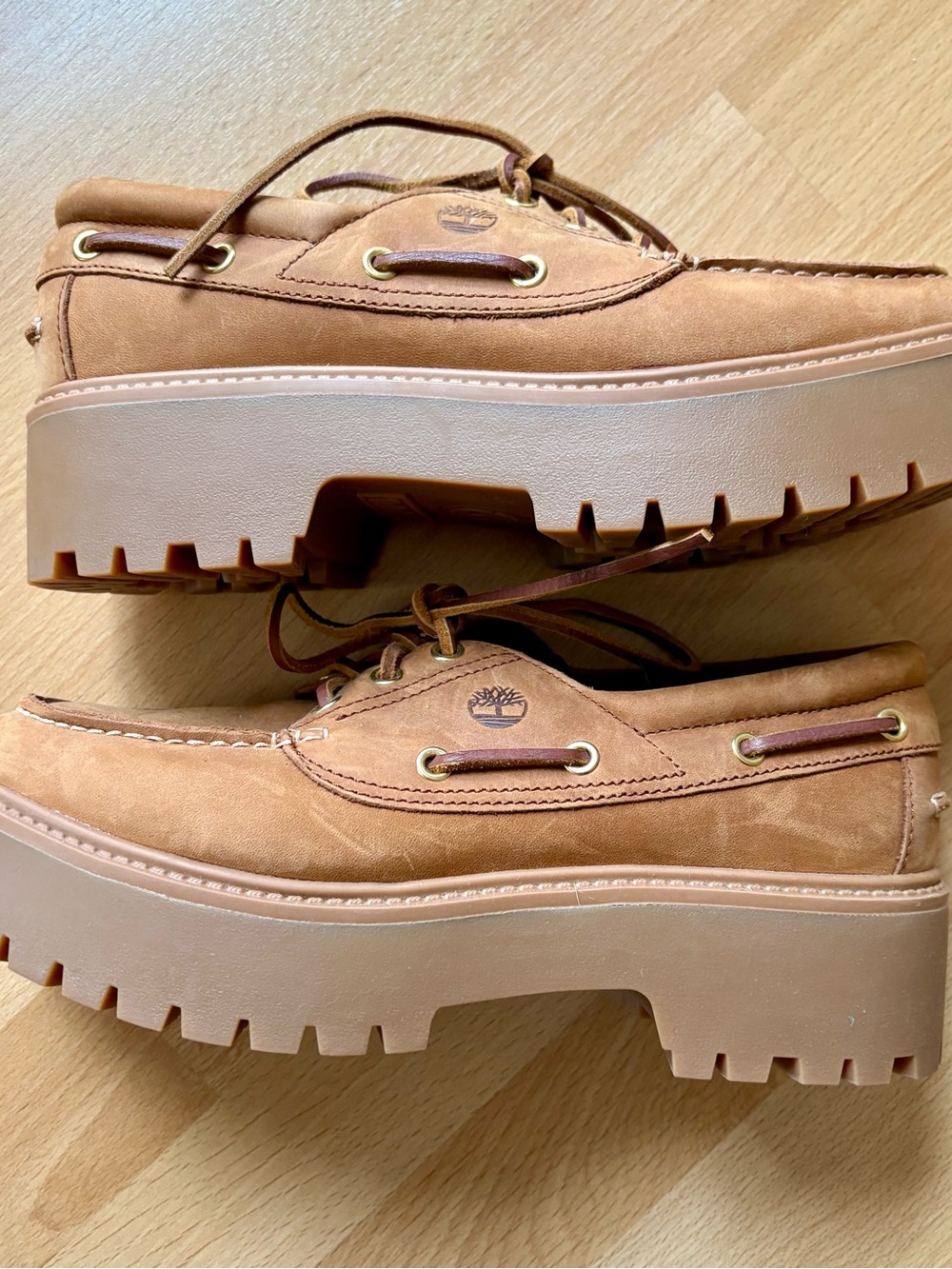 Timberland Women's Stone Street Lug-Sole Boat Shoes Honey